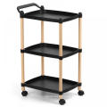 Kitchen Plastic Black Cart with Movbable Wheels